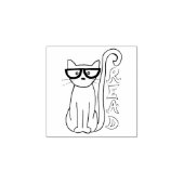 Kat met bril en leesbord rubberstempel (Afrduk)