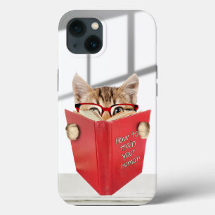 Kat met bril en rood boek Case-Mate iPhone case