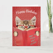 Kat met bril en rood boek kaart (Voorkant)