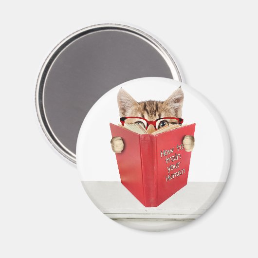 Kat met bril en rood boek magneet (Voorkant / Achterkant)