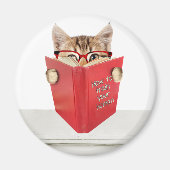 Kat met bril en rood boek magneet (Voorkant)