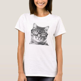 Kat met bril en shirten voor vrouwen t-shirt
