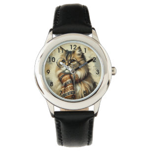  kat met bril en sjaal horloge