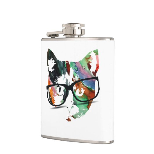 Kat met bril heupfles (Links)