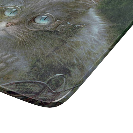 Kat met bril. snijplank (Hoek)