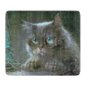 Kat met bril. snijplank (Voorkant)