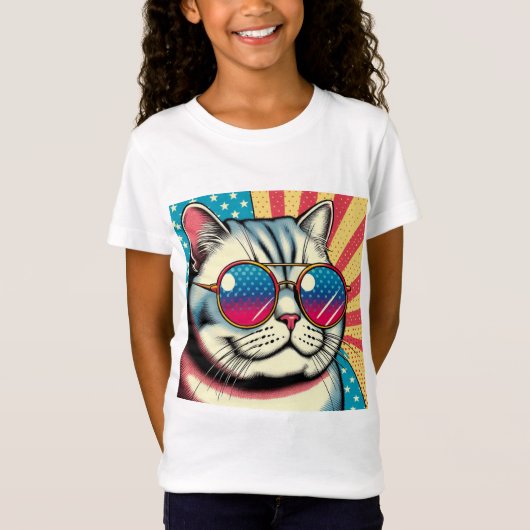 Kat met bril t-shirt (Voorkant)