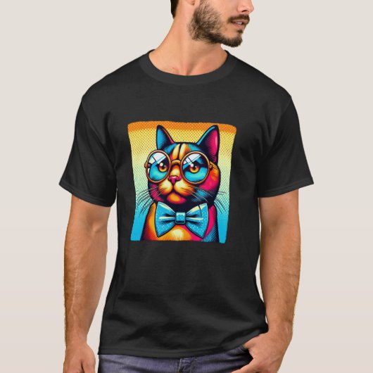 Kat met bril t-shirt (Voorkant)