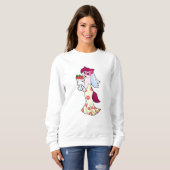 Kat met bruiloft-jurk en -bundel trui (Voorkant volledig)