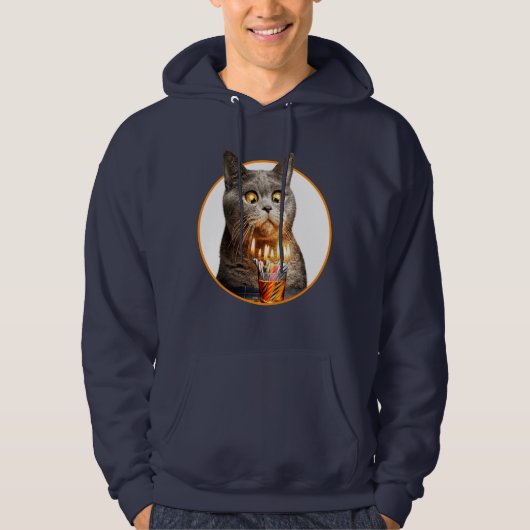 Kat met bruisend glas op de dag van de geboorte hoodie (Voorkant)
