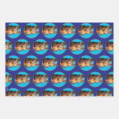 Kat met bruisend glas op de dag van de geboorte inpakpapier vel (Voorkant)