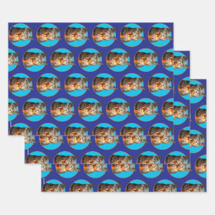 Kat met bruisend glas op de dag van de geboorte inpakpapier vel