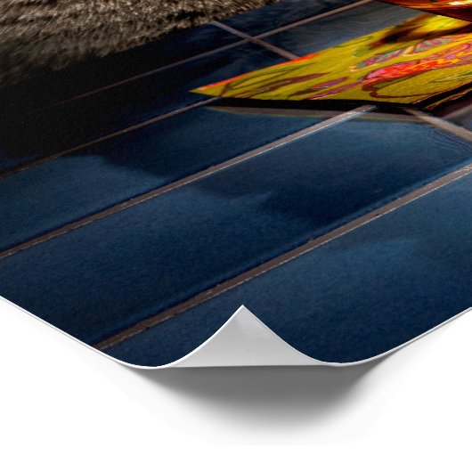 Kat met bruisend glas van 10 dagen poster (Hoek)