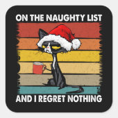 Kat met brute kerst op de Naughty-lijst Vierkante Sticker (Voorkant)