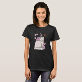 Kat met Butterfly Japanse Sakura Cherry Blossom T-shirt (Voorkant volledig)