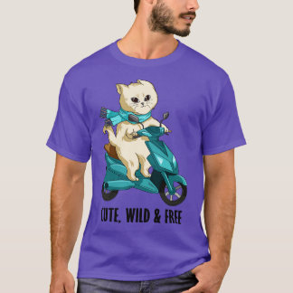 Kat met carf en motorfiets t-shirt