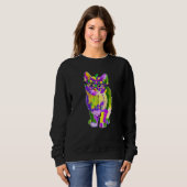 Kat met carnavalsmasker Mardi Gras Cat Trui (Voorkant volledig)