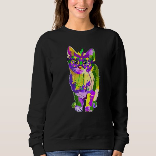 Kat met carnavalsmasker Mardi Gras Cat Trui (Voorkant)
