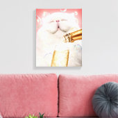 Kat met champagne canvas afdruk (Insitu (Woonkamer))