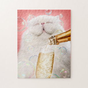 Kat met champagne legpuzzel
