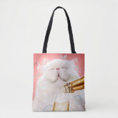Kat met champagne tote bag (Voorkant)