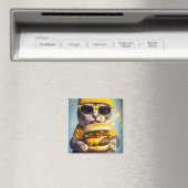 KAT MET CHEESEBURGER GRAPPIGE KOELKAST magneet (Insitu (Vaatwasser))
