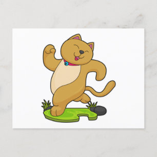 Kat met choker aan het rennen briefkaart