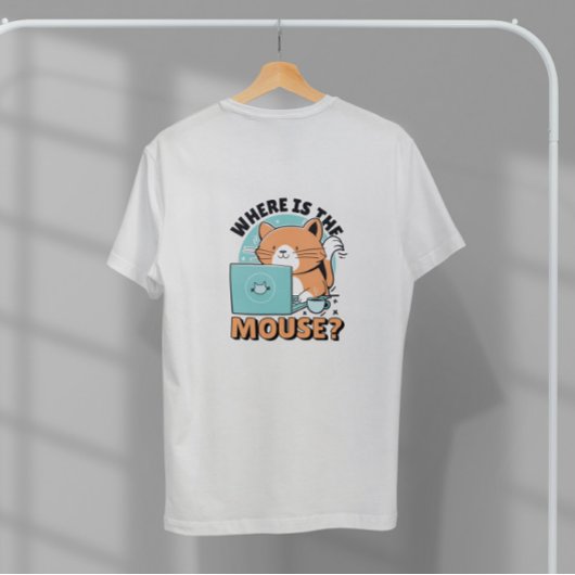 Kat met computer t-shirt