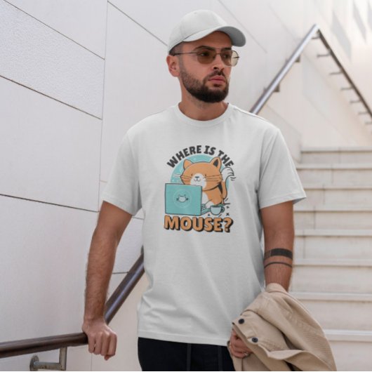 Kat met computer t-shirt