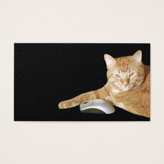 Kat met computermuis visitekaartje (Voorkant)