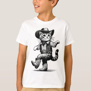 Kat met Cowboy Pet en laarzen Cowgirl Western Coun T-shirt