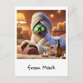 Kat met Cucumber Spa Behandeling Briefkaart (Voorkant)