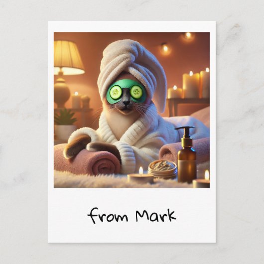 Kat met Cucumber Spa Behandeling Briefkaart (Voorkant)