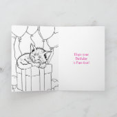Kat met Cupcake Kleurplaat Verjaardag Kaart