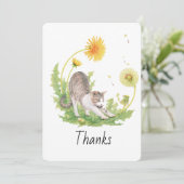 Kat met  Dandelions Bedankkaart (Staand voorkant)