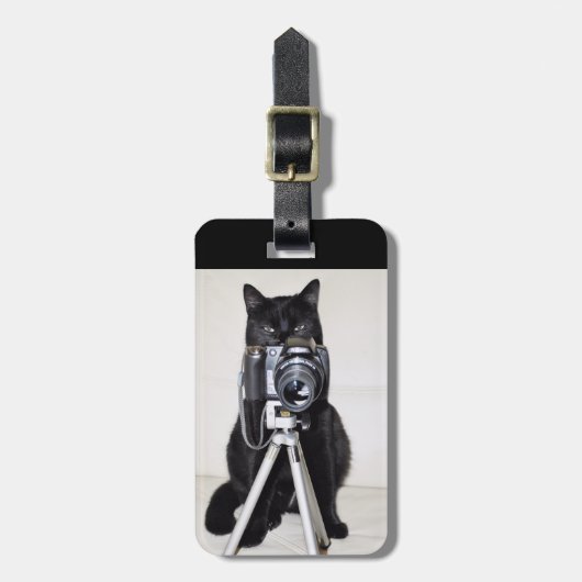 Kat met de camera bagagelabel (Voorkant verticaal)
