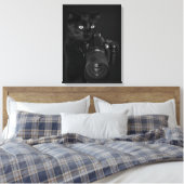 Kat met de camera canvas afdruk (Insitu (Slaapkamer))
