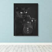 Kat met de camera canvas afdruk (Insitu (Houten vloer))