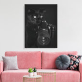 Kat met de camera canvas afdruk (Insitu (Woonkamer))