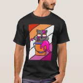Kat met de kleuren geprimeerd lesbische vlag Lgbtq T-shirt (Voorkant)