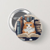 Kat met de knop Boeken Ronde Button 5,7 Cm (Voorkant /achterkant)