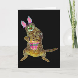Kat met de mand van Pasen Feestdagen Kaart