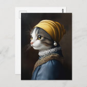 Kat met de parel oorbel briefkaart (Voorkant / Achterkant)