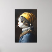 Kat met de parel oorbel canvas afdruk (Voorkant)