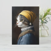 Kat met de parel oorbel kaart (Staand voorkant)