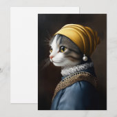 Kat met de parel oorbel kaart (Voorkant / Achterkant)