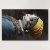 Kat met de parel oorbel legpuzzel (Horizontaal)