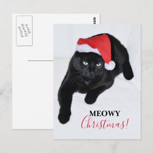 Kat met de Rode Kerstman Briefkaart (Voorkant / Achterkant)