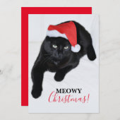 Kat met de Rode Kerstman Hoed Feestdagenkaart (Voorkant / Achterkant)