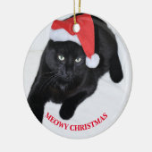 Kat met de Rode Kerstman Keramisch Ornament (Links)
